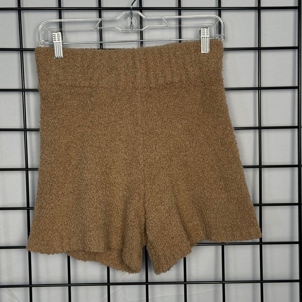 SKIMS Cozy Knit Short Women Medium Camel Brown Fuzzy Bouclé Lounge Shorts